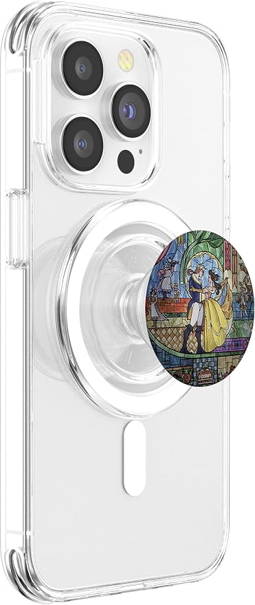 Disney Beauty And The Beast Stained Glass Window Dancing PopSockets PopGrip: Swappable Grip for Phones &amp Tablets