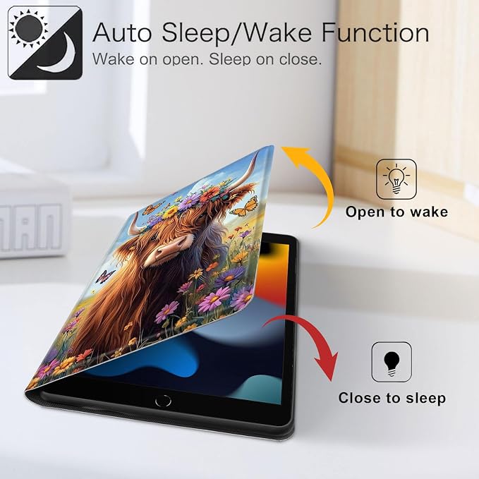 for iPad 11th Generation (A16 2025) 11 / iPad 10th Gen 10.9 2022 Case 360° Rotating PU Leather Stand Cover with Auto Sleep/Wake Shockproof TPU Backl Raccoon Perched