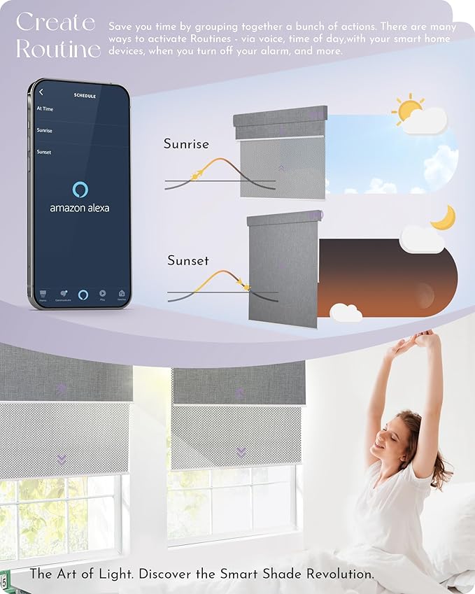Graywind Motorized Dual Shades for Windows Smart Double Blinds Blackout and Solar Motorized Blinds with Remote Alexa Google Control Day Night Shades, Custom Size (Blackout Light Grey)