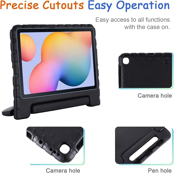Kids Case for Samsung Galaxy Tab S10 FE Plus 13.1 (2025) Techcircle Handle Stand Light EVA Foam Bumper Protective Rugged Drop Protection Child Proof Cover Black