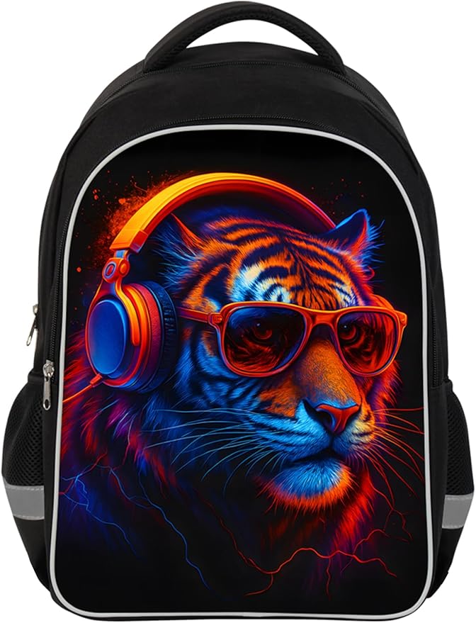 School Backpack for Boys 17" Boys Backpack for Kids Children Teens Elementary Middle School - Students Bookbag Ages 6-18 Travel Back Pack Tiger