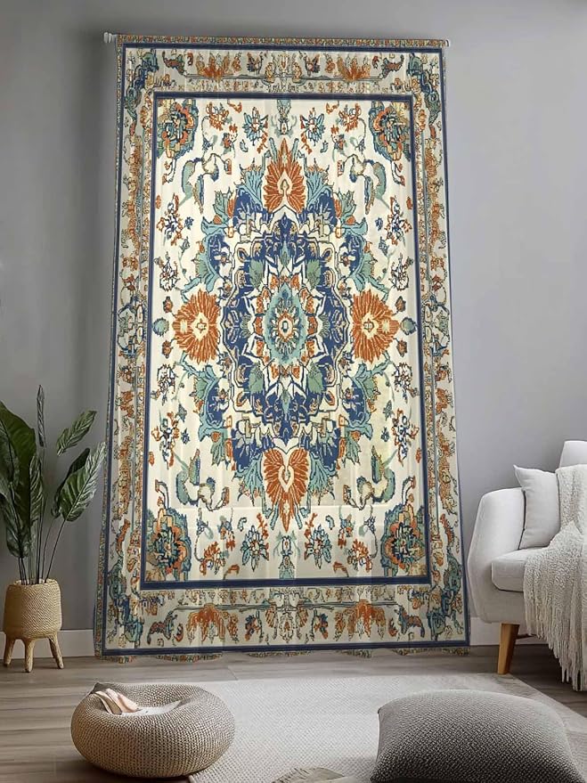 Sheer Curtains 96 Inches Long, Southwest Farmhouse Semi Sheer Curtains Light