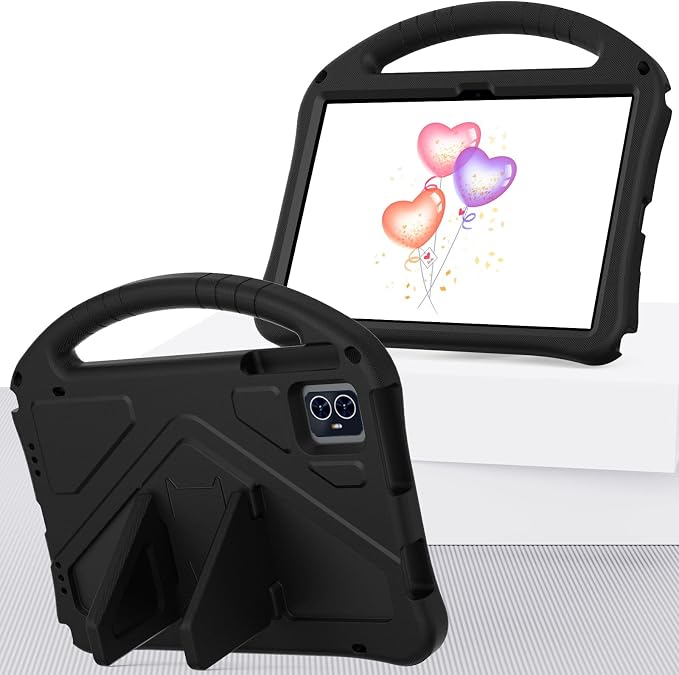 for Revvl Tab 2 Case 2025 Kids EVA Cover with Strap Handle Stand for Tmobile Revvl Tab 2 Case 10.1'' Black