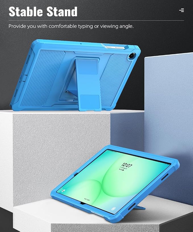 MoKo Shockproof Case Fit Samsung Galaxy Tab A11+ Plus/ A9+ 11 Inch | Full Body Rugged Stand Back Cover with Built-in Screen Protector for Galaxy Tab A11+/ A9+ Tablet Light Gray