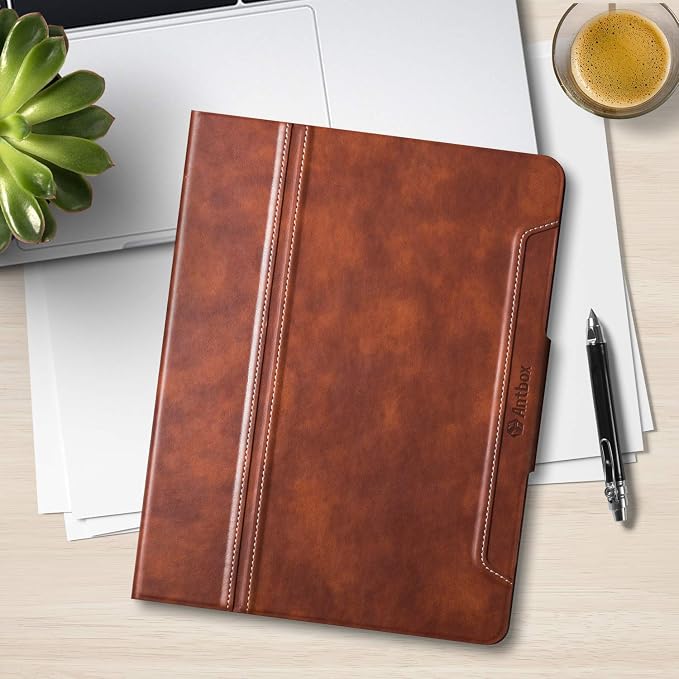 Antbox Case for iPad Air 11-inch M4/M3/M2 (2026/2025/2024) iPad Air 5th/4th Generation 10.9'' Vegan Leather with Pencil Holder Typing Angle Auto Sleep/Wake Muti-Stand (Black)
