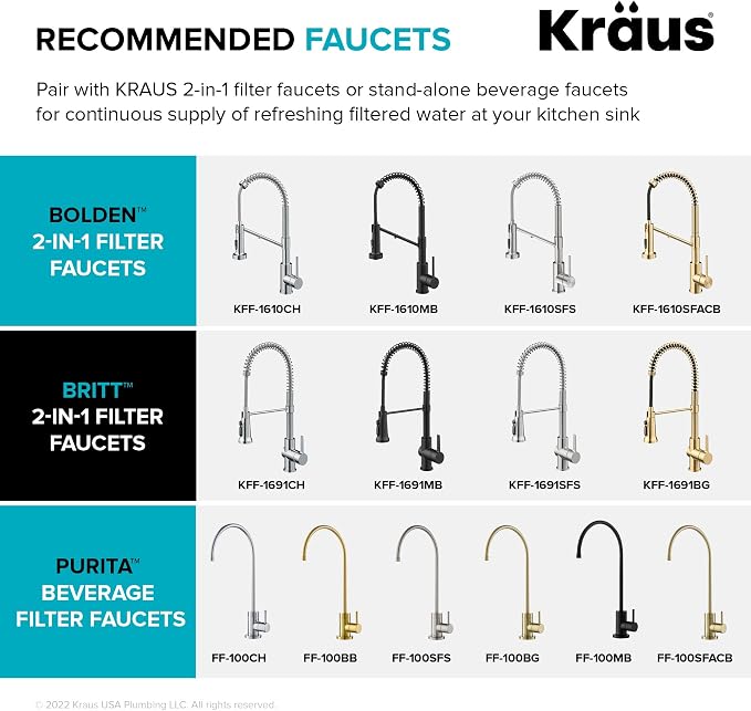 KRAUS Purita 2-Stage Carbon Block Under-Sink Water Filtration System