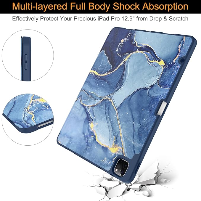 Soke Case for iPad Air 13 Inch (M4/M3/M22026-2024) iPad Pro 12.9 6th/5th Generation with Pencil Holder(2021 2022 Release)-[Apple Pencil Charging + Auto Wake/Sleep] Soft Back Cover Book Black