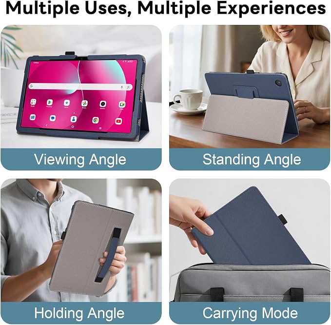 RSAquar Case for T-Mobile Revvl Tab 2 2025 Released 10.1 inch with Pen Loop Lightweight Folding Stand Cover with Hand Strap for Revvl Tab 2 Tablet Black