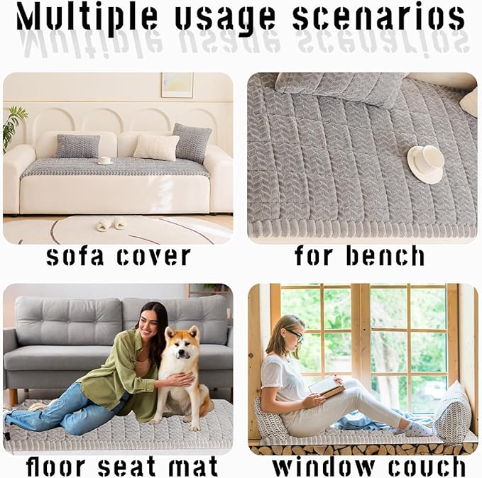 Sofa Cover Fuzzy Couch Cover for Pet, Couch Covers for Dogs Washable Non-Slip Sofa Slipcover Cushion Protector Pets Friendly Mat Bed
