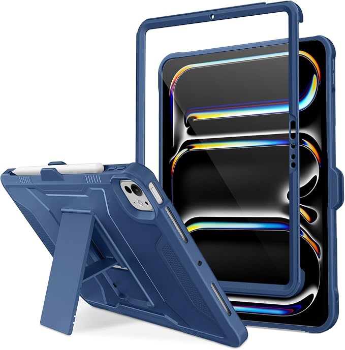 DTTO for iPad Pro 11 Inch Case (M5) 2025 / (M4) 2024 Black | Durable Shockproof Protective Cover Built-in Screen Protector &amp Kickstand Corner Protection