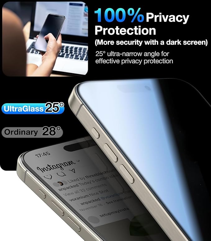UltraGlass Unbreak Top 9H+ Glass for iPhone 15 Screen Protector (12FT Military Grade Shatterproof &amp Longest Durable) Screen Protector iPhone 15 Tempered Glass Full Coverage 2 Pack