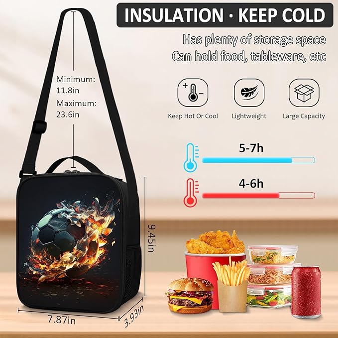 School Backpack for Boys - 4pcs Soccer Boys Backpack with Lunch Box and Pencil Case for Kids Children Teens Elementary Middle School - Students Bag for Ages 6-18,17″Bookbag Travel Back Pack
