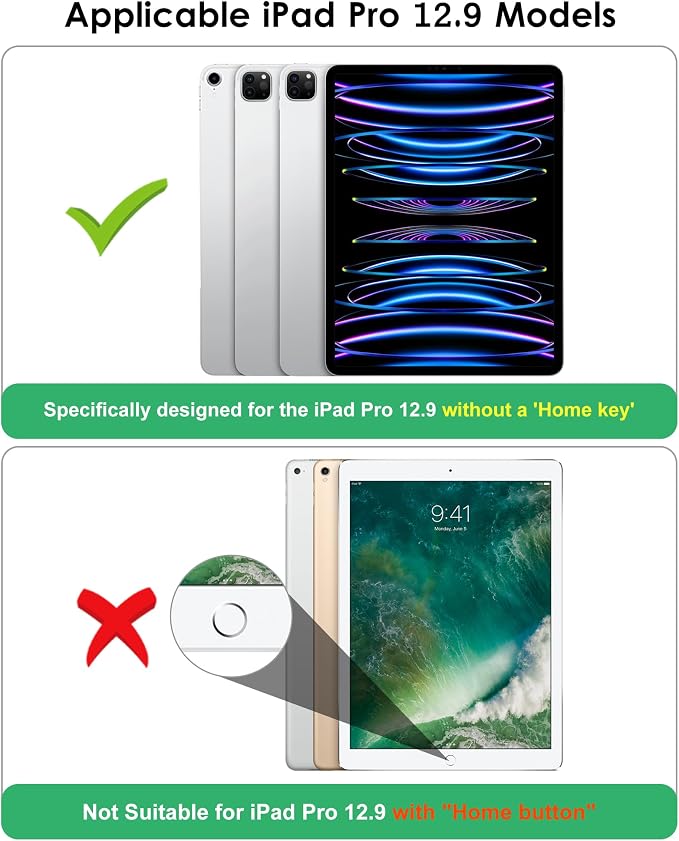 VIKESI Case for iPad Pro 12.9 6th/5th/4th/3rd Generation 2022/2021/2020/2018TPU Shockproof FrameBuilt-in Pencil HolderAuto Sleep/Wake - Black