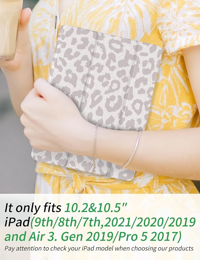 Case for iPad 9th/ 8th/ 7th Generation Case 10.2&amp10.5 Inch (2021/2020/2019 Release) Slim Lightweight Soft Trifold Back Cover with Pencil Holder &amp Auto Sleep/Wake CoverBeige Checkered