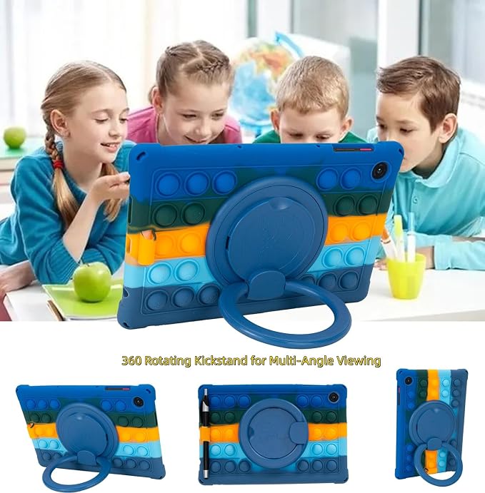 Silicone Tablet Case 360 Rotating Stand/Handle and Shoulder Strap Stylus Pen Soft Cover Compatible with Frameflow P10_ASHARECLOUD P10_T/P10C 10.1 inch Black