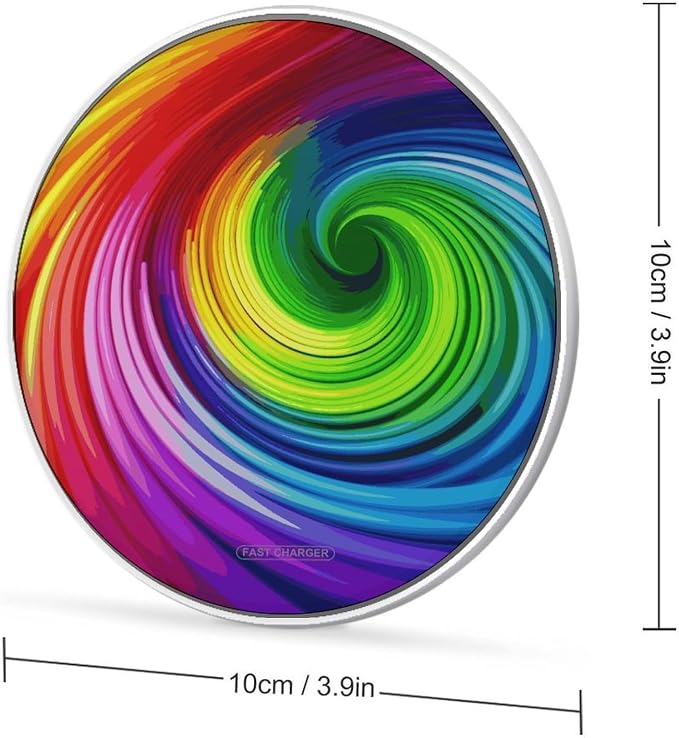 Rainbow Spiral Wireless Charger 10W Portable Fast Wireless Charging Pad Compatible with Phone Slim Charging Station Lightweight Charger Mat Charging Block for Travel Home Office