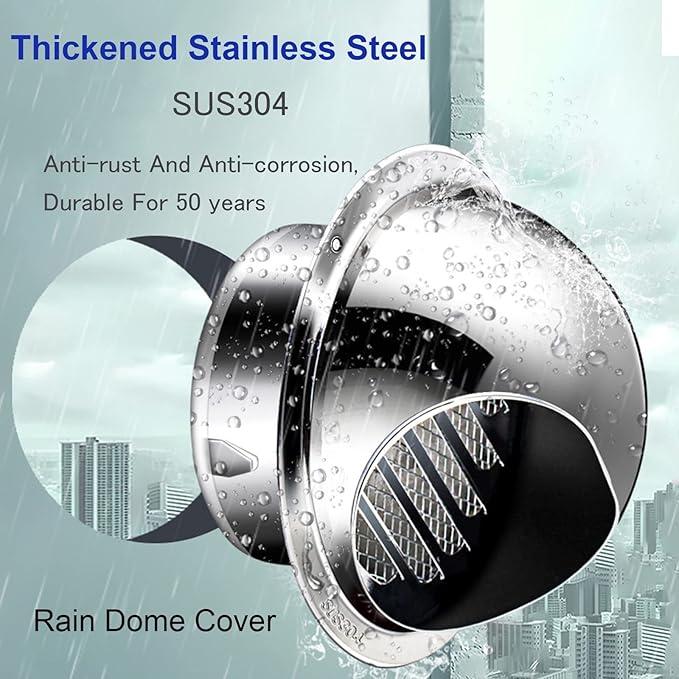 Wall Vent Cover 2"-12" Stainless Steel Round Exhaust Grille Outlet Ventilation