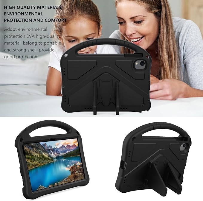 YRH for Urao C107 10.1 inch Tablet Case 2024 Kids EVA Shockproof Cover with Handle Kickstand for Urao Android Tablet 10.1'' (Black)