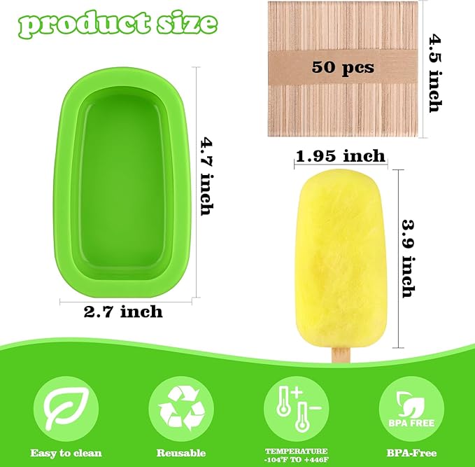 WMKGG Stackable Silicone Popsicle Molds with Lids, 4 PCS Ice Cream Molds