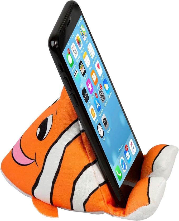 Plusheez Mobile Phone Holder | 2 in 1 Phone Stand with Micro Fibre Wipe | Screen Cleaner | Universal Phone Stand for Kids Children Adults | eReader/Kindle/Smartphone/Small Tablet Compatible (Bird)