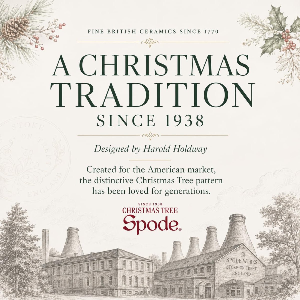 Spode Christmas Tree 12-Piece Dinnerware Set (Service for 4) - Festive Holiday Tableware Collection with Plates and Mugs - Fine Earthenware Christmas Dinnerware - Microwave & Dishwasher Safe