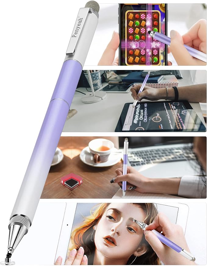 Penyeah Stylus 4-in-1 Stylus Pen for Touch Screen High Precision and Sensitivity DiscMesh2 Sized Rubber Tips Universal for iPhone/iPad/Android/Samsung/HP Tablets All Capacitive Touch Screens-Blue