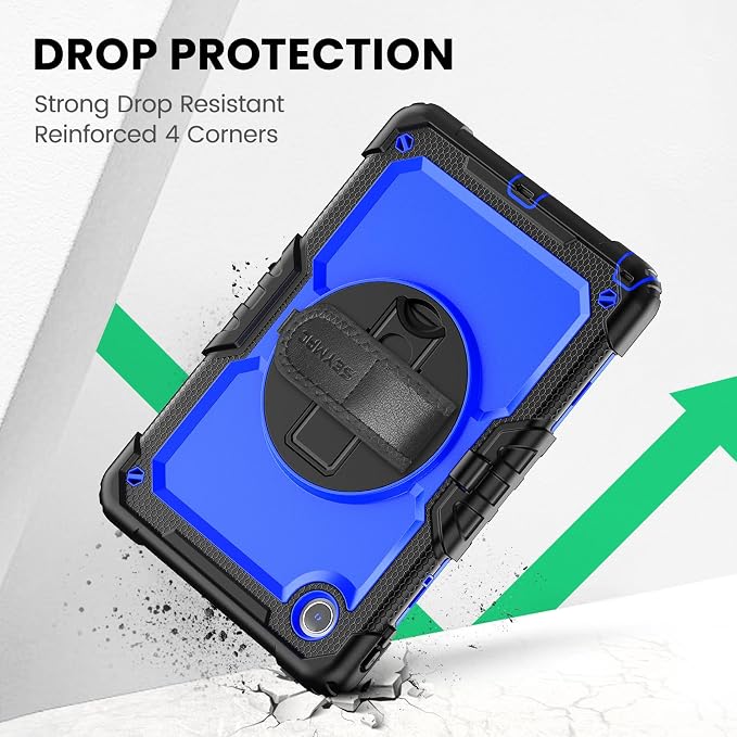 SEYMAC Case for Lenovo Tab M11/K11 11 Inch Black | Heavy Duty Shockproof Protective Built-in Screen Protector 360° Rotating Stand Hand/Shoulder Strap