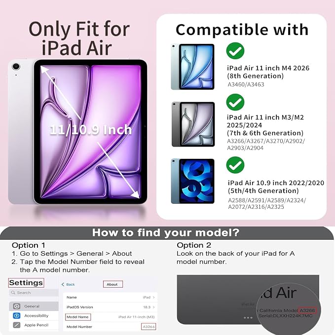 Shockproof Translucent Case with Pencil Holder for iPad Air 11/10.9 4th-8th