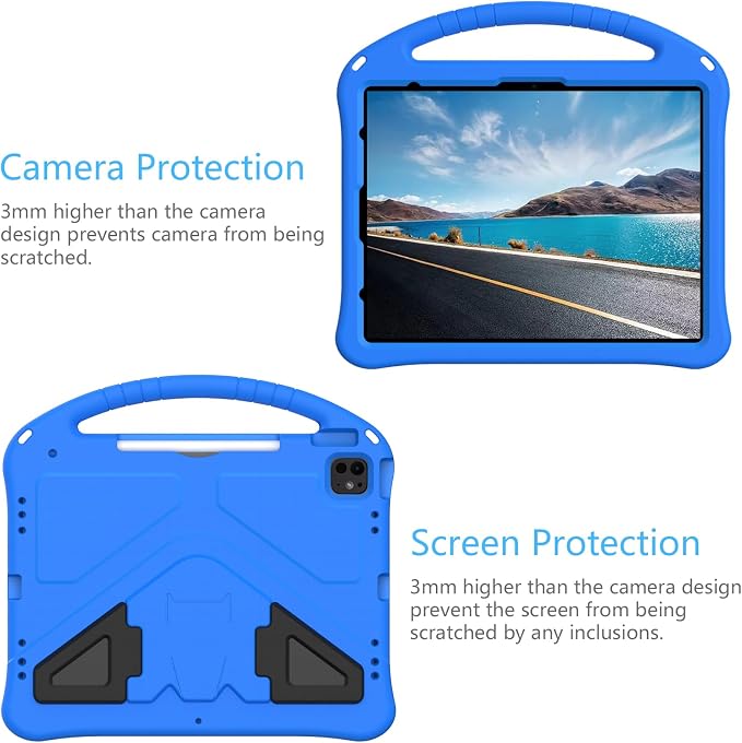 Dteck Kids Case for iPad 10.2 - Shockproof Rugged EVA Handle Stand Child Proof Case for iPad 9/8/7 Generation Black