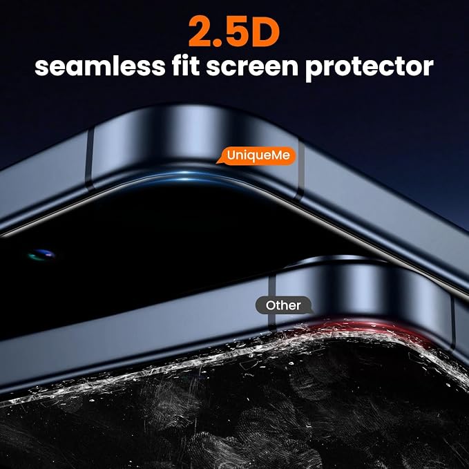 UniqueMe for iPhone 15 Pro Privacy Screen Protector-2 Packs | Military Grade Shatterproof9H+ Hardness Tempered Glass Full Coverage Protection Easy to install