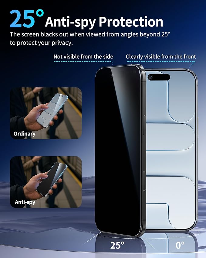NIMASO for iPhone 17e/16e/13 Pro/13/14 Screen Protector 2 Pack Privacy Tempered Glass Screen Protector for iPhone 16e Anti-Spy Automatic Dust Removal Instant Installation (6.1 inches)