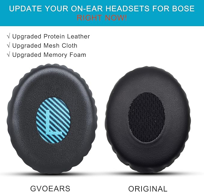 Ear Pads Replacement for Bose On-Ear 2 Headphones, GVOEARS Ear Cushion Pad for Bose OE2 / OE2i / SoundTrue OE/SoundLink On-Ear Wireless Headphones, Durable & Longer Lasting (Blue Pad)