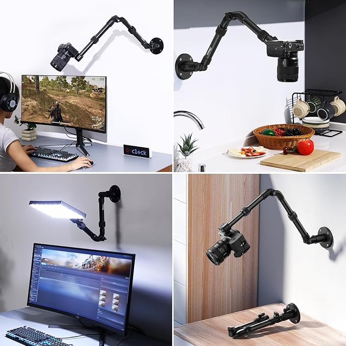 ULANZI ZJ04 Magic Arm Camera Wall Mount Overhead Mount, 70cm/27.6inch Aluminum Adjustable Articulating Arm w 1/4" Ball Head for Cameras DSLR Lights Mount for Live Streaming/Photo Video Shooting