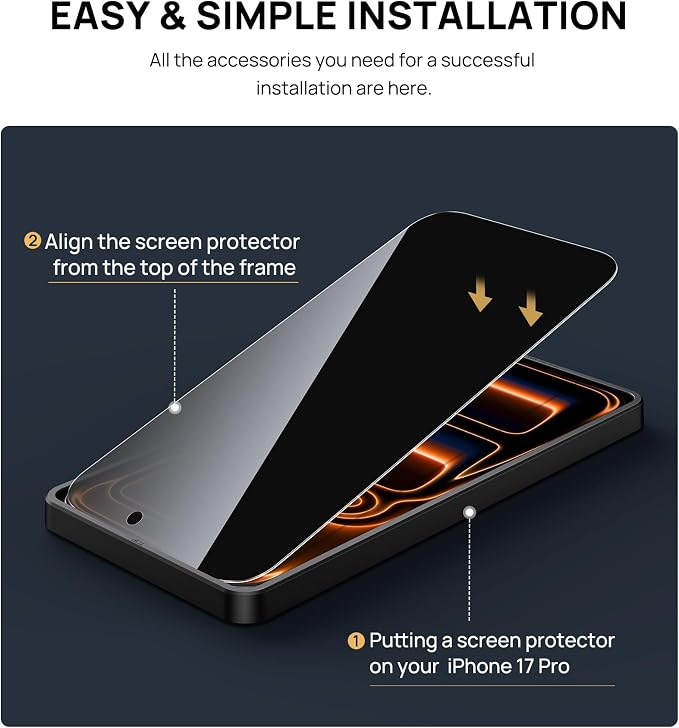 SSLOTSCASE for iPhone 17 Privacy Screen Protector [2 Pack] [9H Hardness] | Anti Spy Tempered Glass Film Military Grade Shatterproof Easy Installation Anti Reflective Screen Protector for iPhone 17