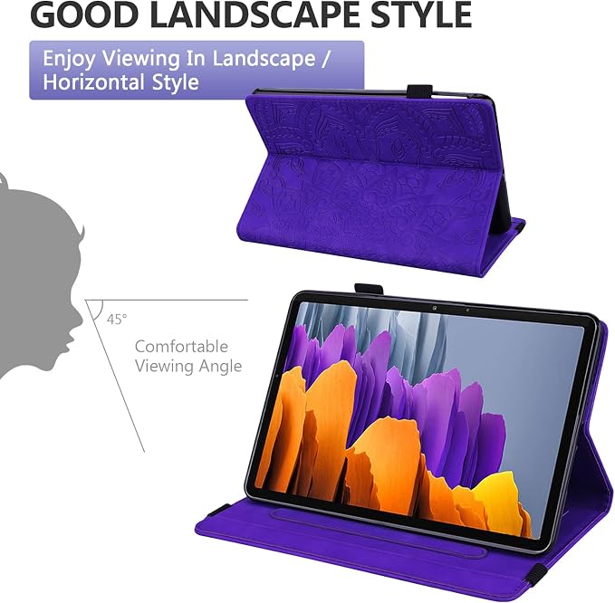 Dteck Wallet Case for Galaxy Tab S10+/S9+/S7 FE/S8+/S7 Plus 12.4 Tablet Premium PU Leather Folding Stand Auto Wake/Sleep Pen Holder Case with Hummingbirds