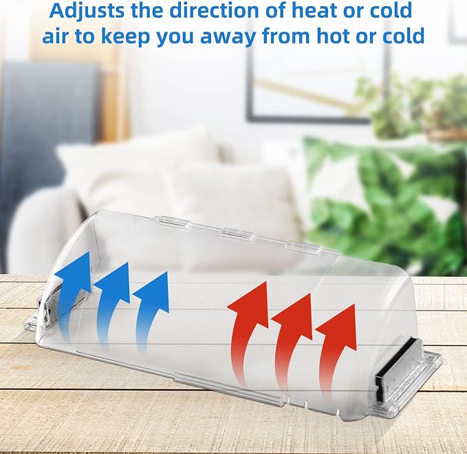 4 Pack Adjustable Air Vent Deflector, 9”-15” Transparent Deflector
