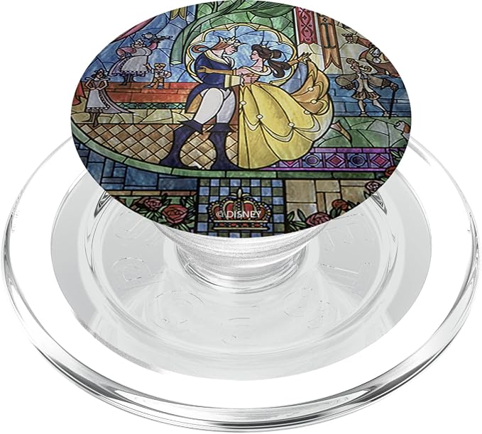 Disney Beauty And The Beast Stained Glass Window Dancing PopSockets PopGrip: Swappable Grip for Phones &amp Tablets
