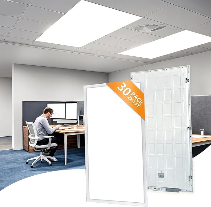 Mcacggo 30 Pack 2x4 LED Flat Panel Light 5000K-4000K-3000K & 0-10V Dimmable, 30W-40W-50W Switchable, Back-Lit Drop Ceiling Lights for Office, ETL Listed, 100-277V