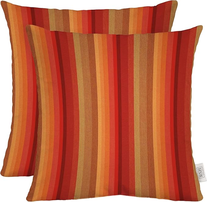 RSH DECOR: Sunbrella Square Throw Pillows Set of 2 | 17" x 17" | Water and Fade-Resistant Performance Fabric | Outdoor Pillow Covers with Down-Alternative Inserts | Astoria Sunset