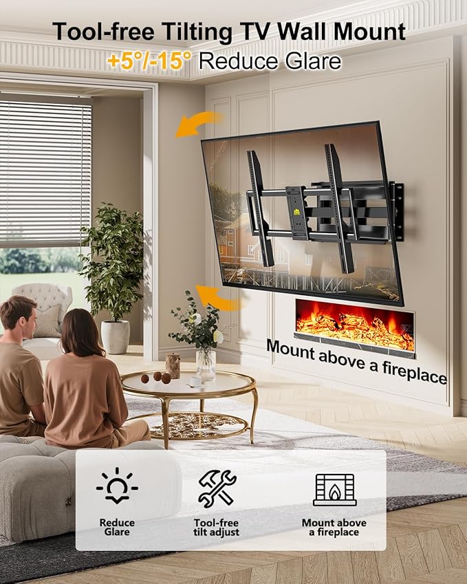 FORGING MOUNT Long Arm Full Motion TV Wall Mount for Most 42-100" TVs Holds 176 lbs, 41.75" Long Extension Corner TV Mount Heavy Duty Swivel/Tilt, Max VESA 800x600mm, Filts16”,18”,24” Studs