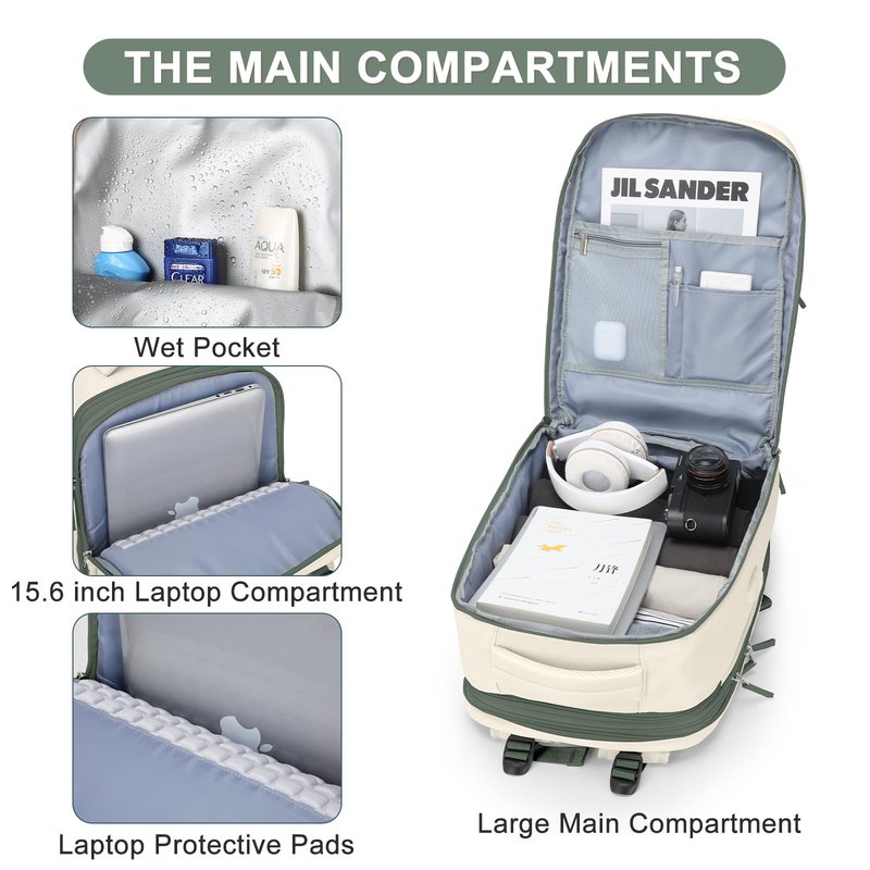 coofay Expandable Travel Backpack For Women Men Airline Approved Personal Item Backpack For Airlines Carry On Backpack Flight Approved Waterproof Backpack For Traveling On Airplane Travel Bag