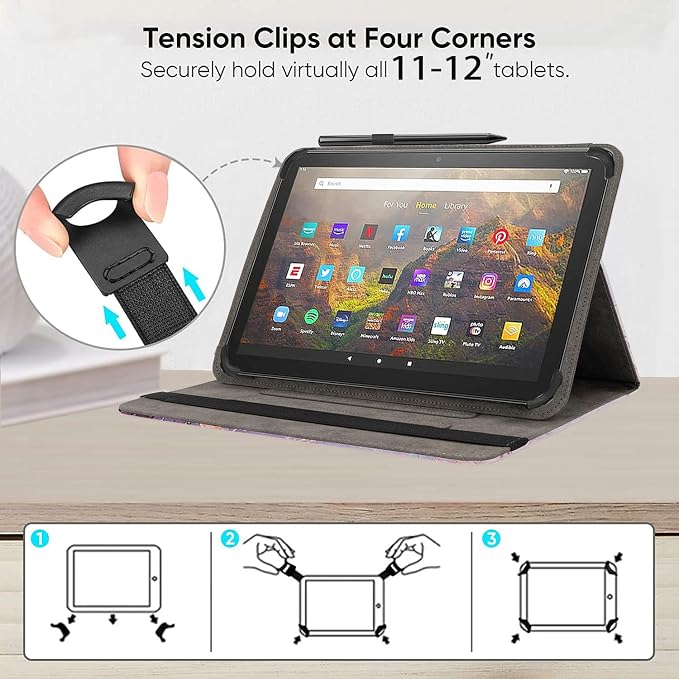 Universal 11 12 Inch Android Tablet Case Slim Fit Standing Cover for 10.9 11 11.5 12 Touchscreen Tablet with Multiple Viewing AnglesBird Tree