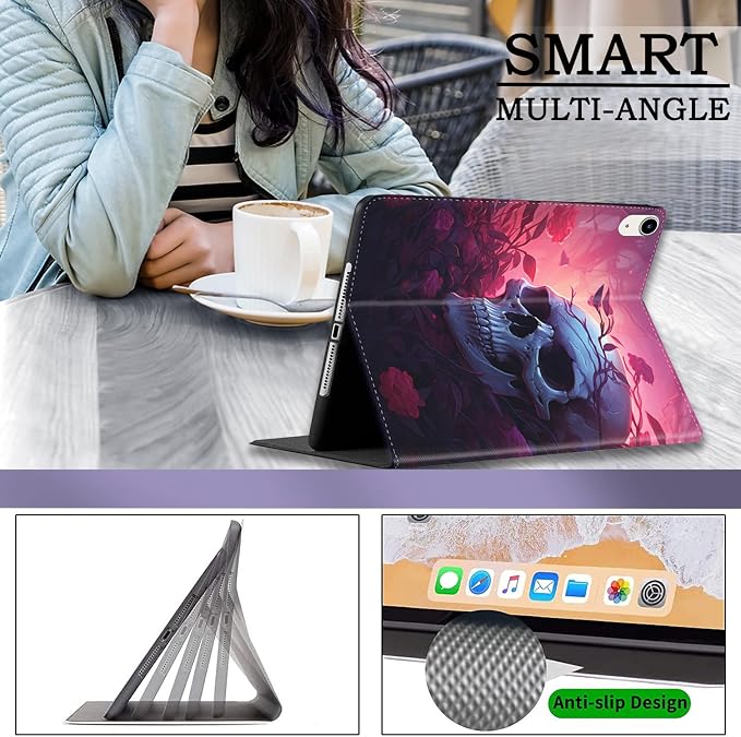 Case for iPad (A16) 11th Generation 11 Inch 2025 / iPad 10th Generation 10.9 Inch 2022 Ultra-Thin Multi-Angle Protective Cover with Auto Sleep/Wake A Dark Horse
