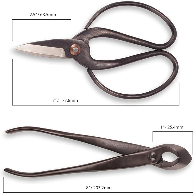 BambooMN Bonsai Basics Set - 8" Concave Cutter, 7" Heavy Duty Shear - 1 Set