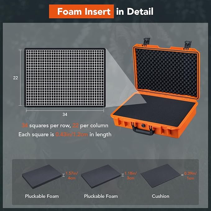Lykus HC-4410 Waterproof Hard Case with Customizable Foam Insert, Interior Size 17.32x11.42x4.72 in, Suitable for up to 16" laptop,Starlink Mini,keyboard,drill,audio mixer,mic,flashlight,and more