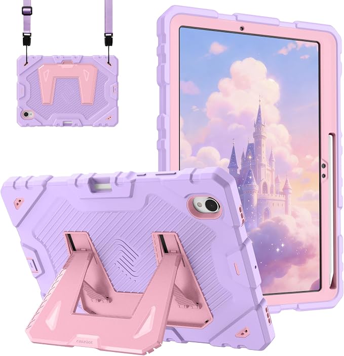 Fintie Kids Friendly Case for Samsung Galaxy Tab S11 11 in 2025 Purple | Heavy-Duty 3-Layer Protection Adjustable Kickstand Shoulder Strap Design Easy-Grip Bumper Built-In S Pen Holder