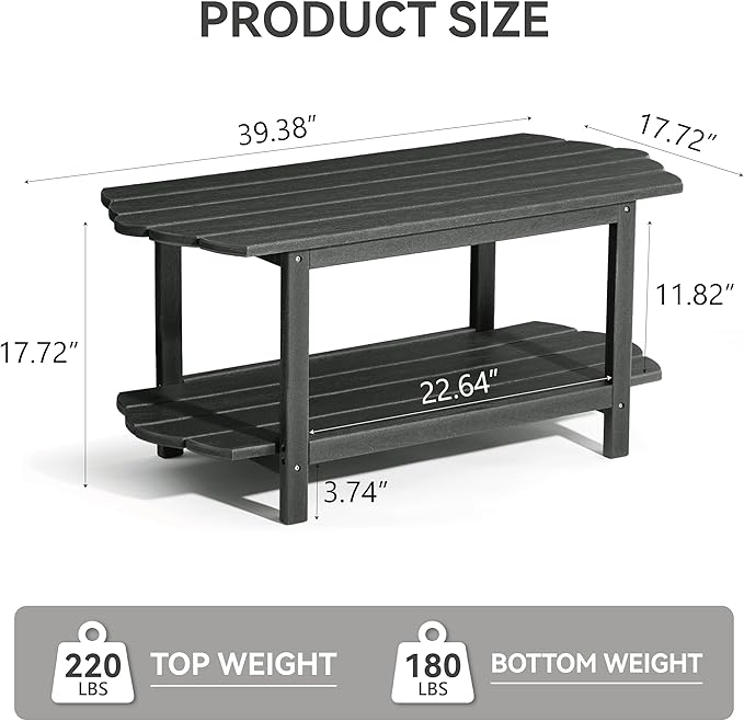 Adirondack Outdoor Patio Table-2 Tier Outside Table Irregular Grey Coffee Table for Garden Indoor Sun Room