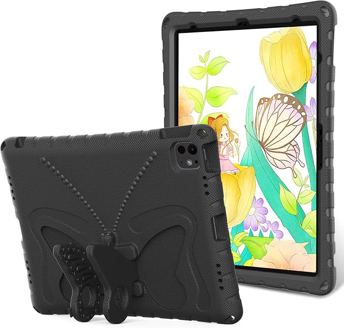 Case for iPad 11th Gen (A16) 11 inch 2025 &amp 10th Generation 10.9 2022 &amp Air 11 2025/2024 &amp Air 6/5th/4th Gen &amp Pro 11 Butterfly Shockproof Cover -Black