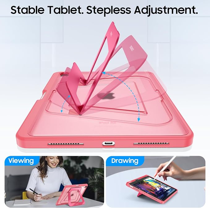 Fintie Shockproof Case for iPad Air 11-inch &amp iPad Air 5th/4th Gen 10.9 in | Slim Frosted Hard Back Cover Multi-Angle Viewing Built-in Kickstand &amp Pencil Holder Anti-Scratch Black