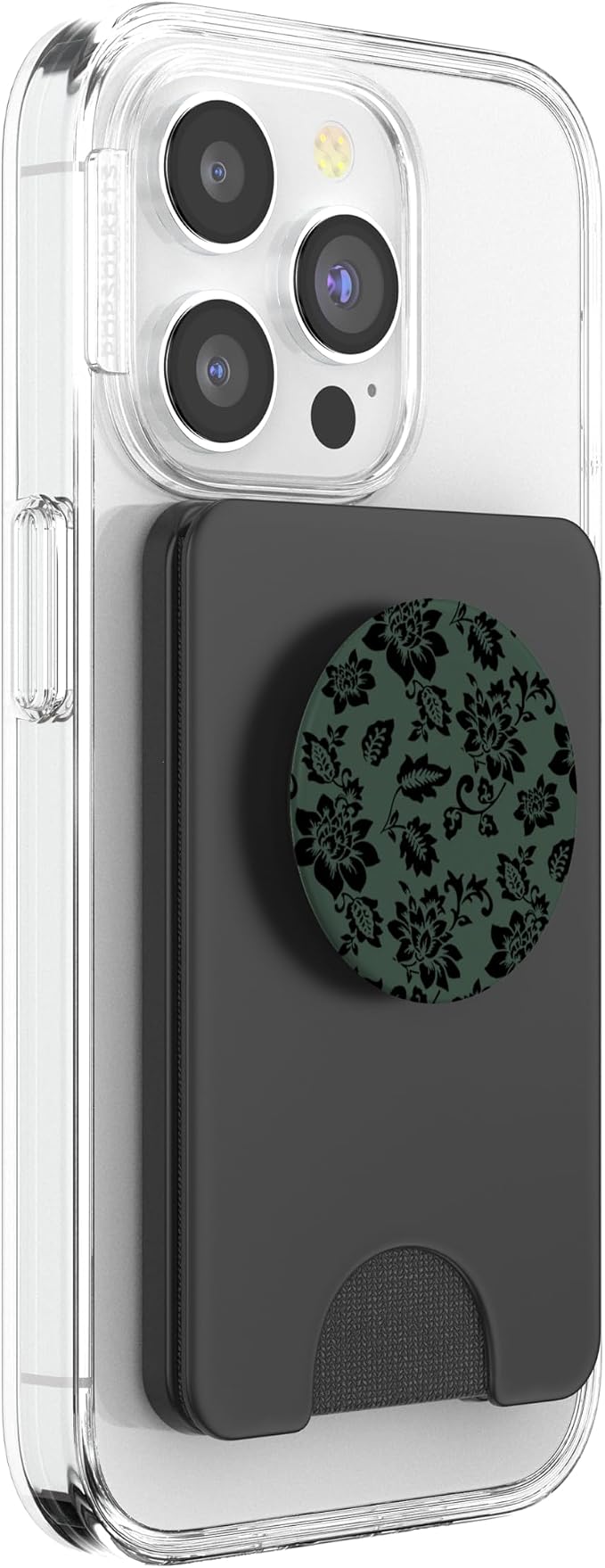 Black Hunter Green Floral PopSockets Adhesive PopGrip